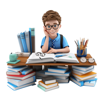 pngtree 3d render student studying concept png image 11594938